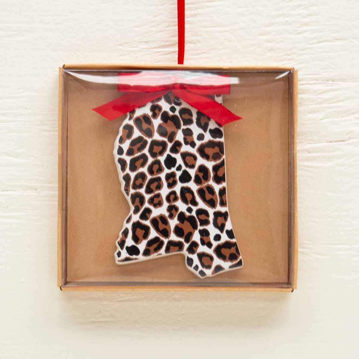 Mississippi Leopard Ornament White/Black/Brown 4"
