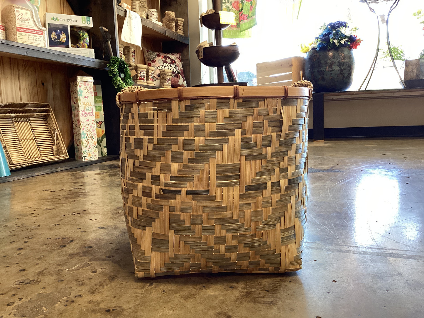 Bamboo basket with handles