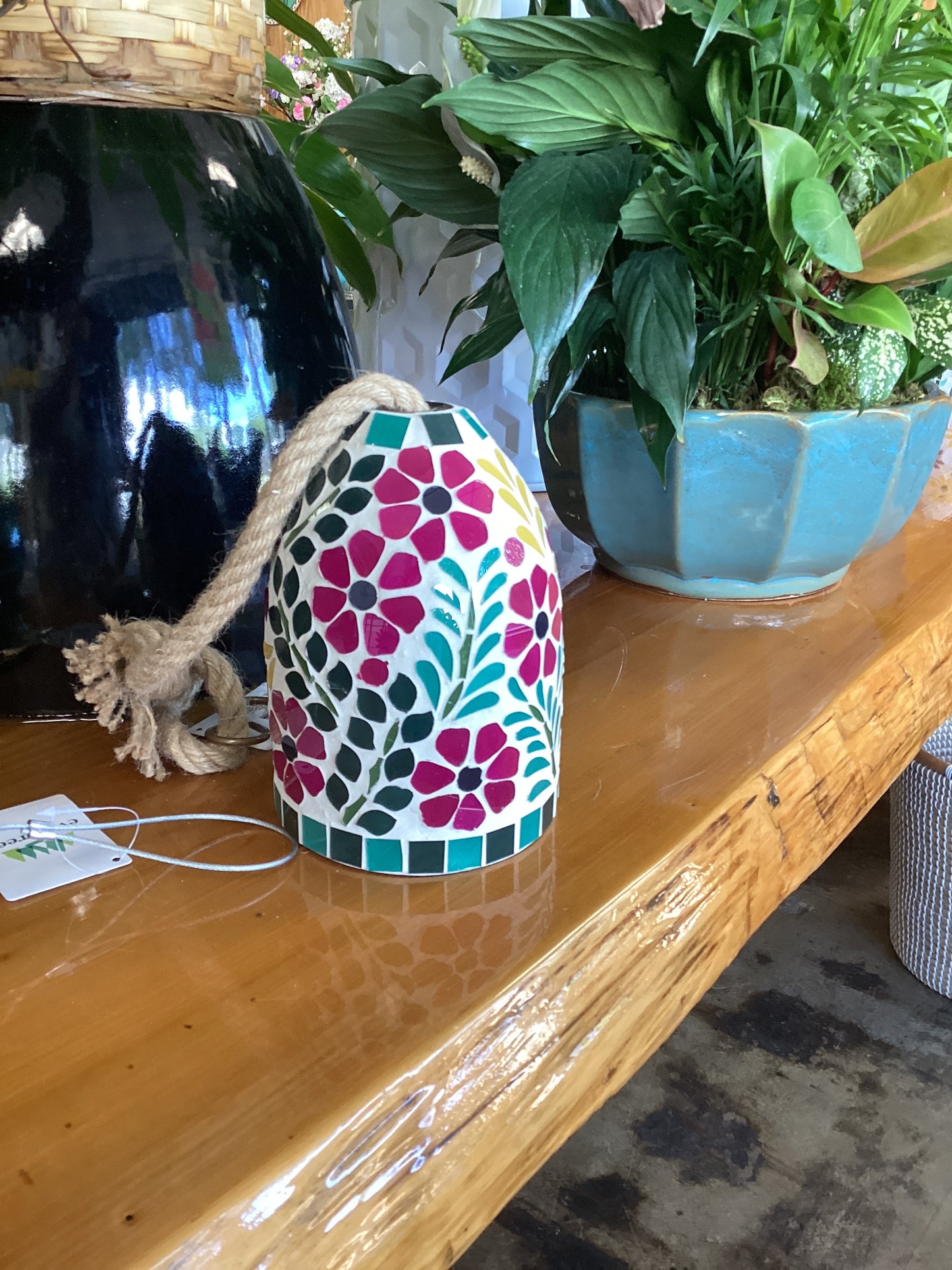 What She Shed Garden Bell, Mosaic Glass Floral Bell