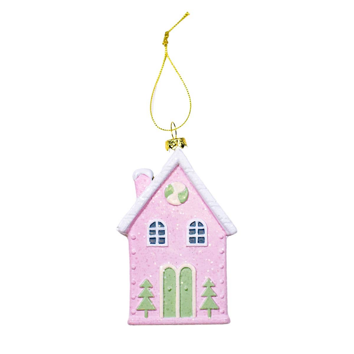 Winter Wonderland Ornament Pink/Green/White 3x4.75
