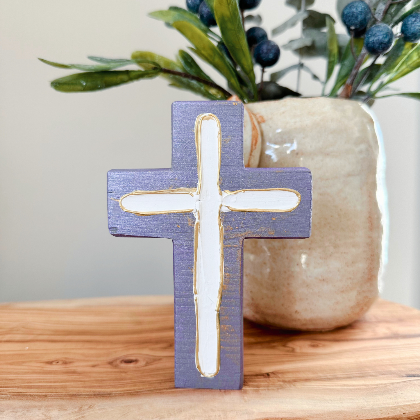 Chunky Wood Cross | Rustic Home Decor | Farmhouse | Cross: Sage Green