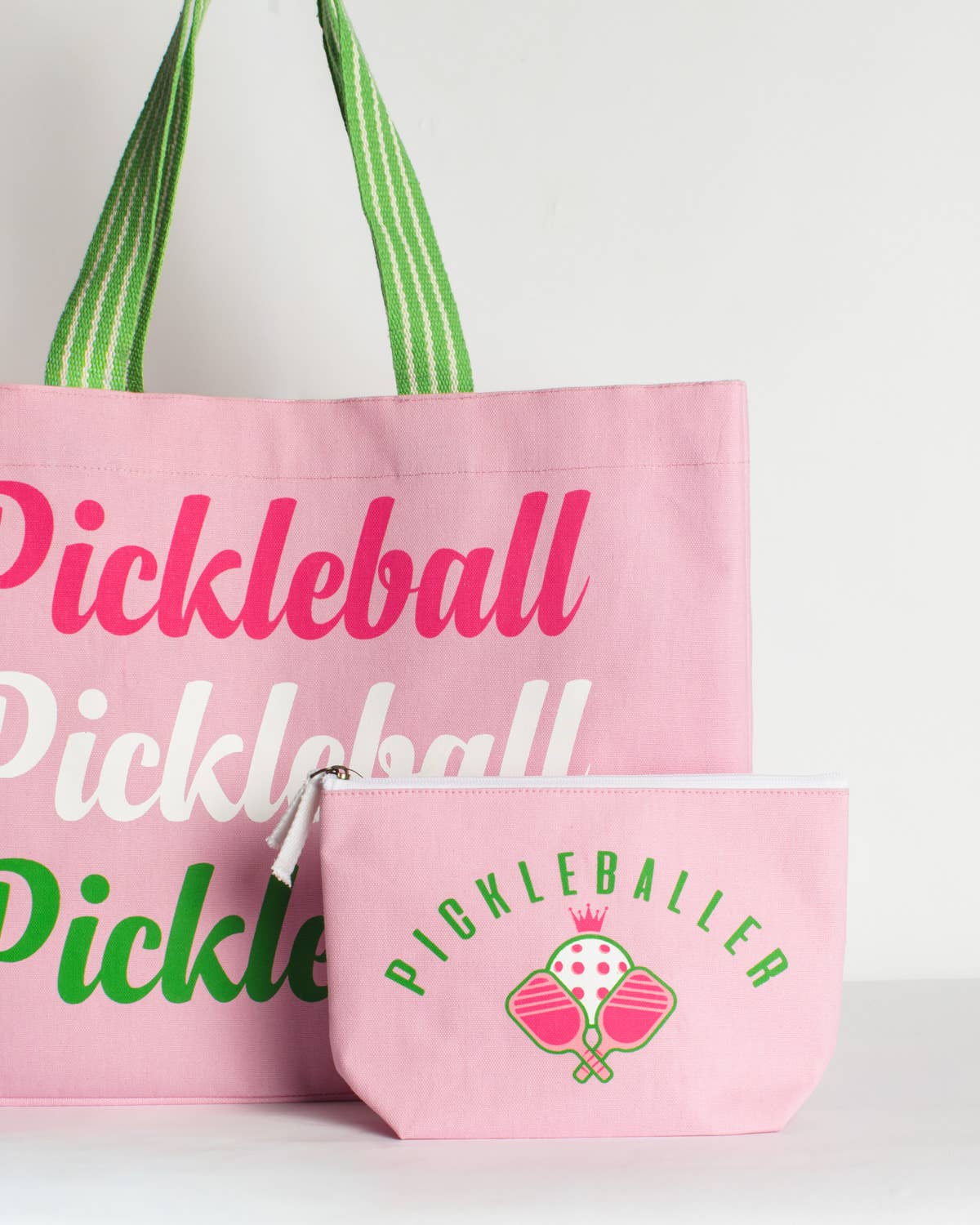 Pickleballer Cosmetic Light Pink/Hot Pink/Green 10.25x6.75x3