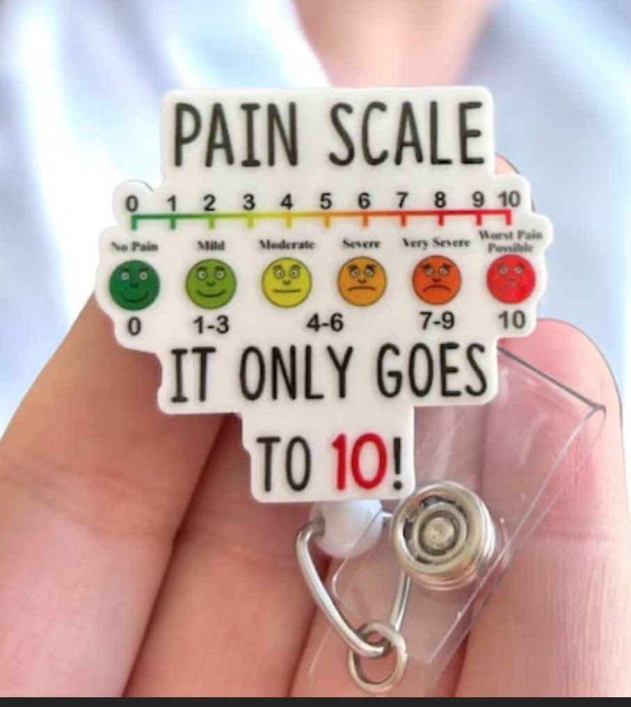 Pain Scale - It Only Goes to 10 - Badge Reel Holder : Belt clip