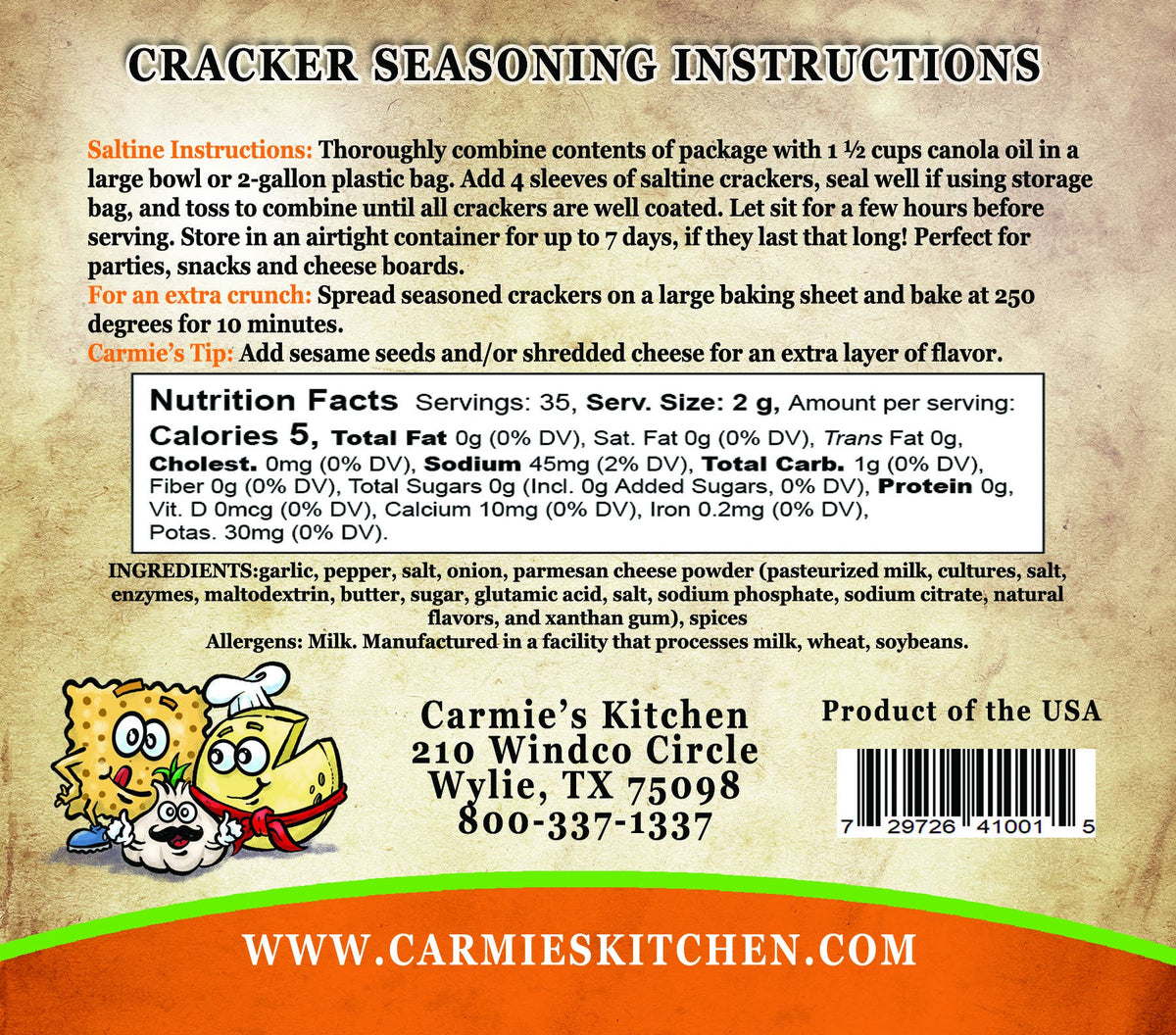 Garlic Parmesan Cracker Seasoning