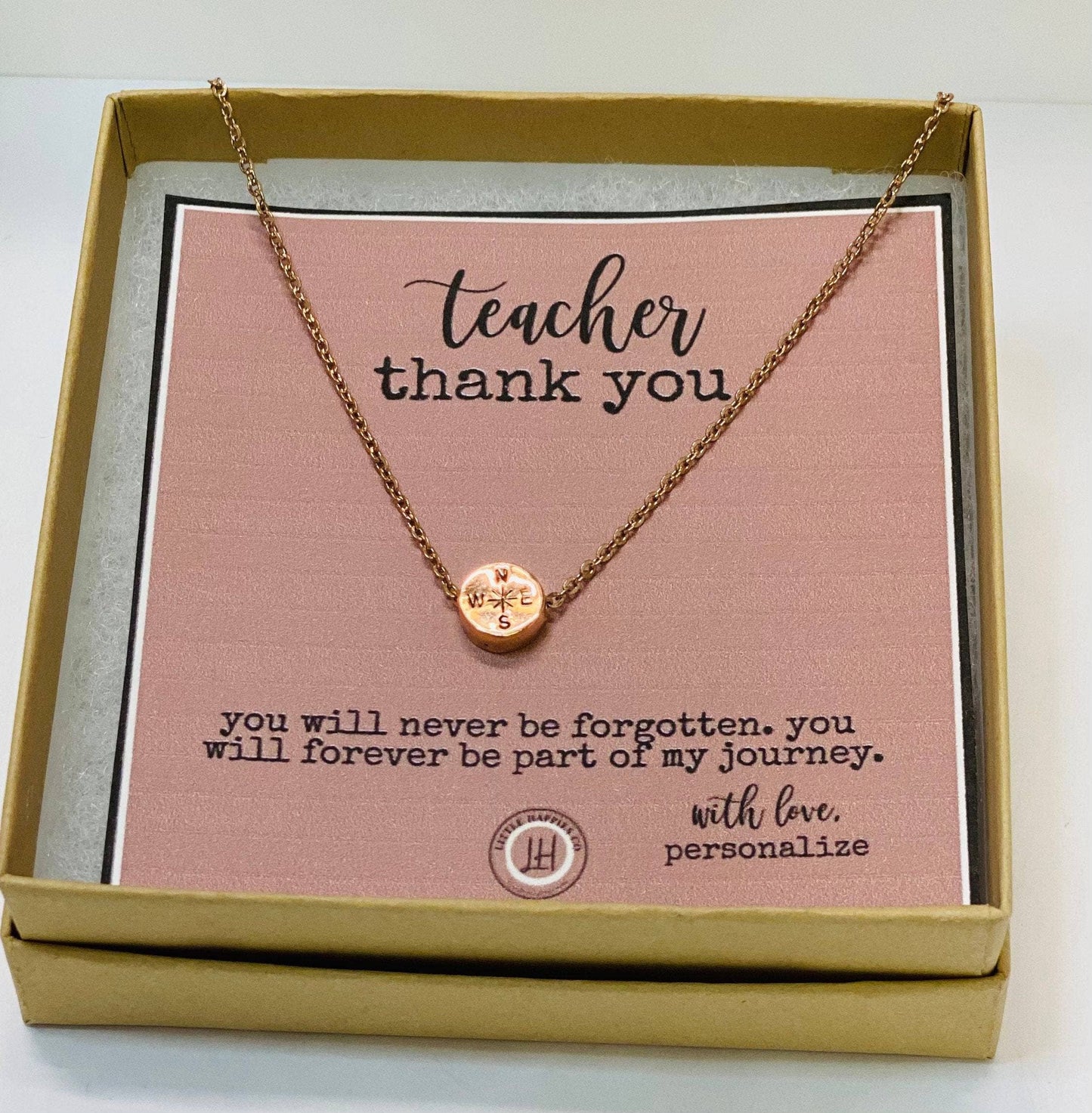 Gift for teacher, Teacher gift, Teacher appreication gift, gift from student, inexpensive teacher gift, compass necklace, teacher gifts