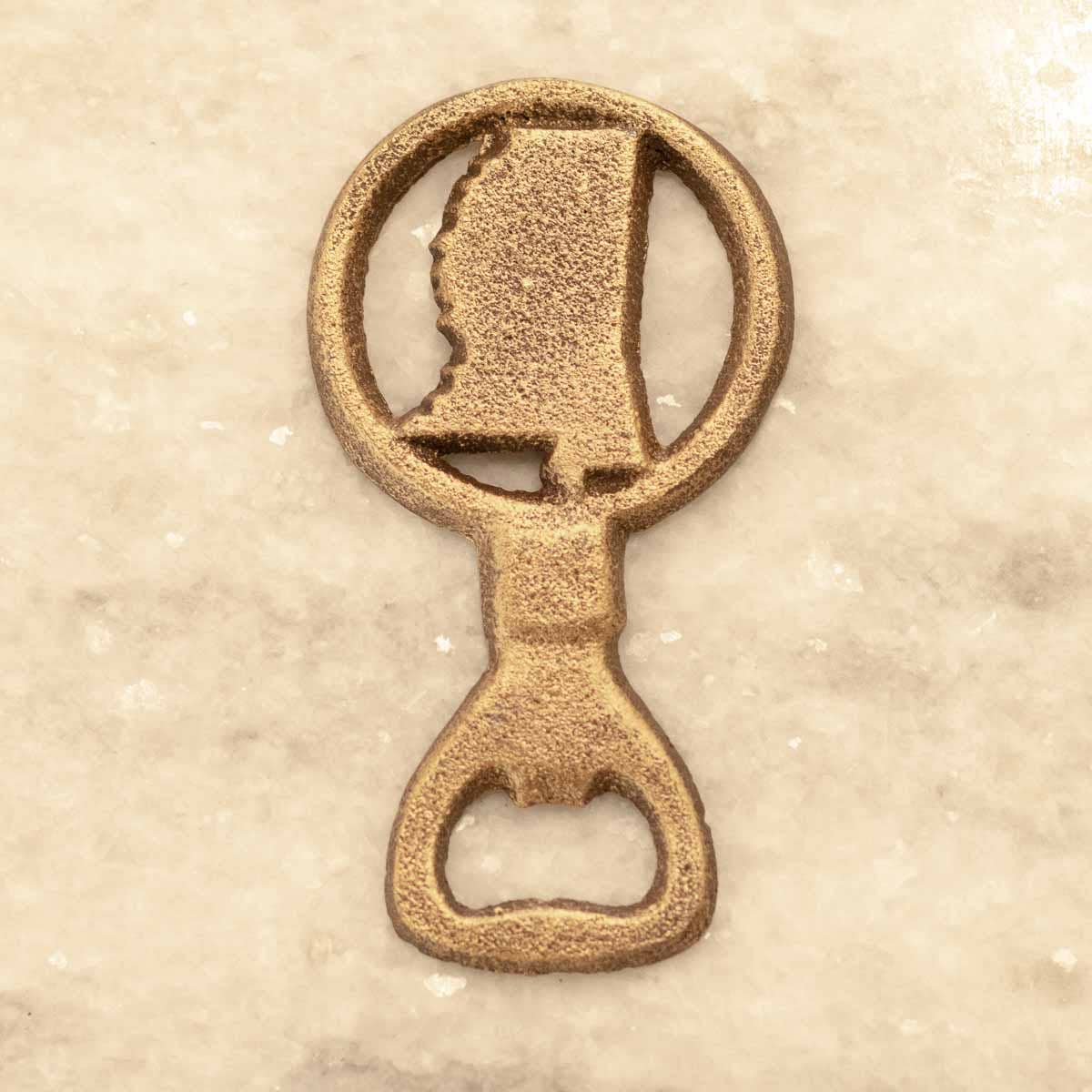 Mississippi Bottle Opener Antique Gold 2.5x4.5