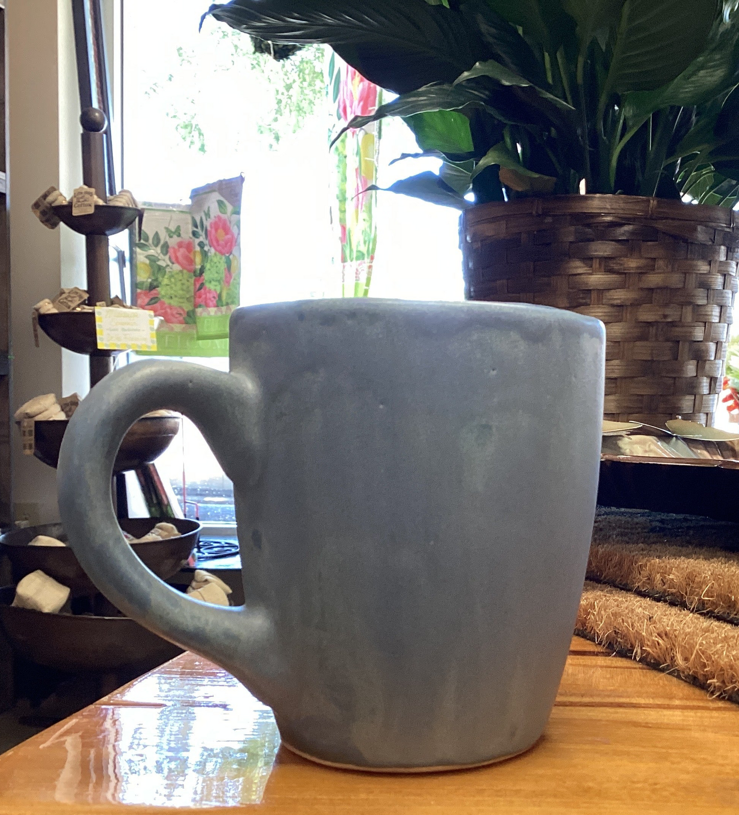 Keenum blue pottery coffee mug