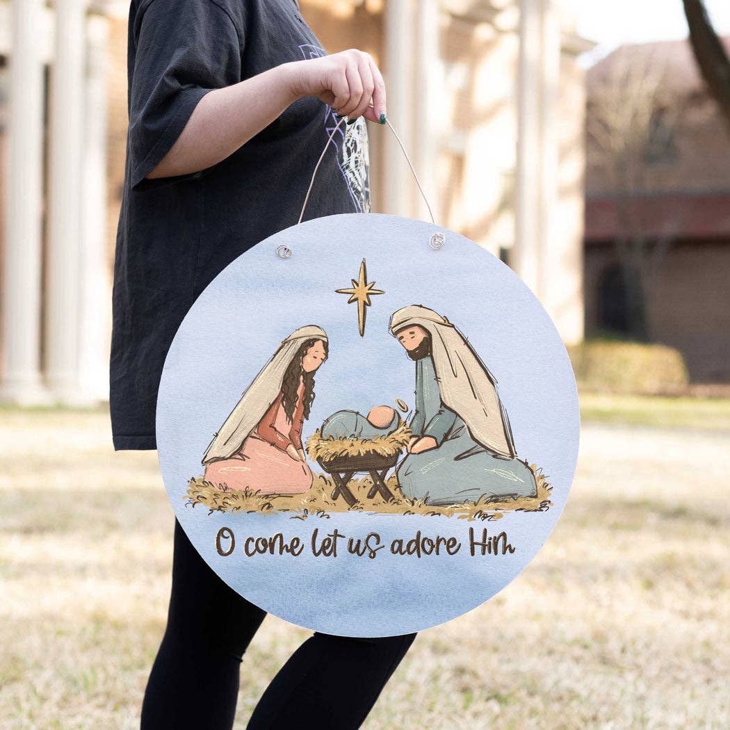 Door Hanger, Christmas Decor, Nativity, Gifts