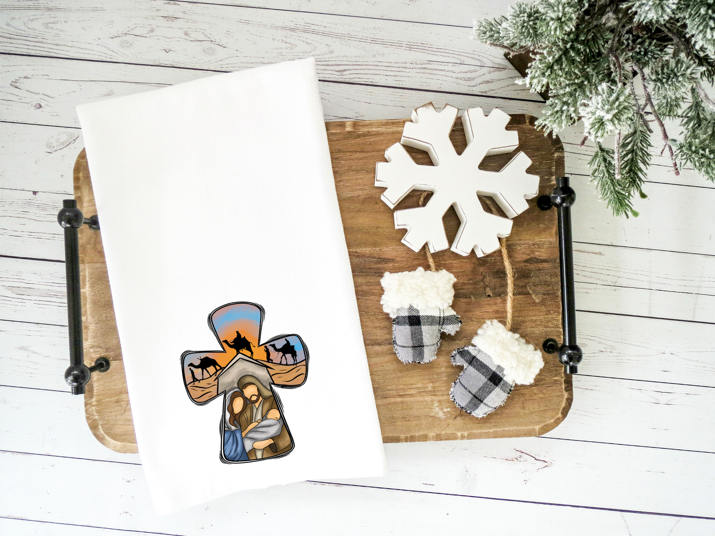 Nativity Cross Kitchen Towel