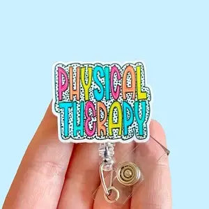 Physical Therapy Bright Medical Badge Reel Holder : Alligator clip