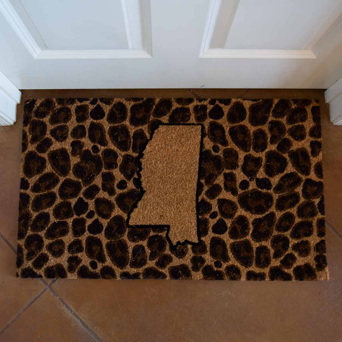 Mississippi Leopard Coir Doormat Natural/Black 30x18