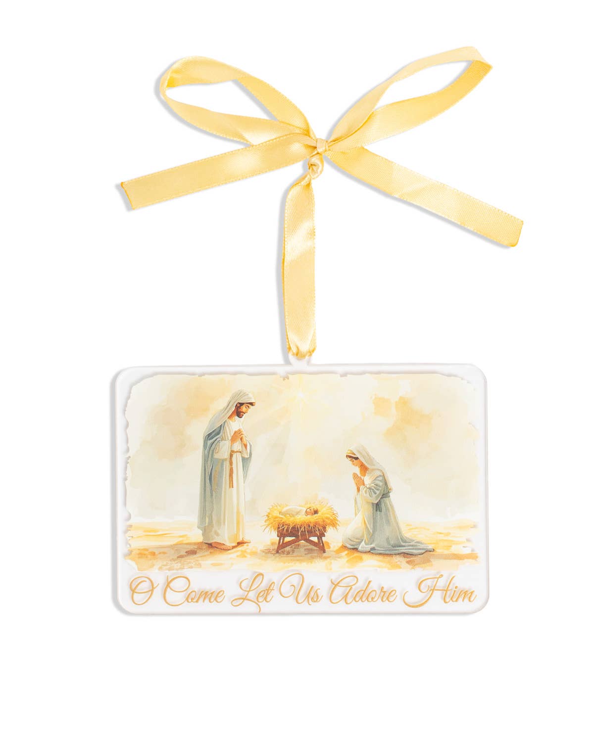 Let Us Adore Him Acrylic Ornament Multi 4.5x3