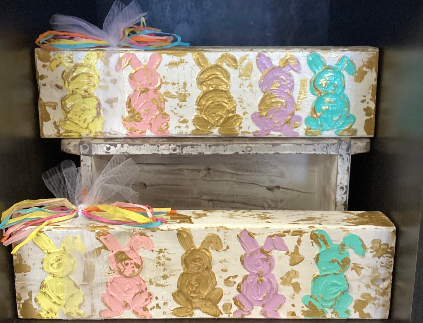 Wood Block with Bunnies