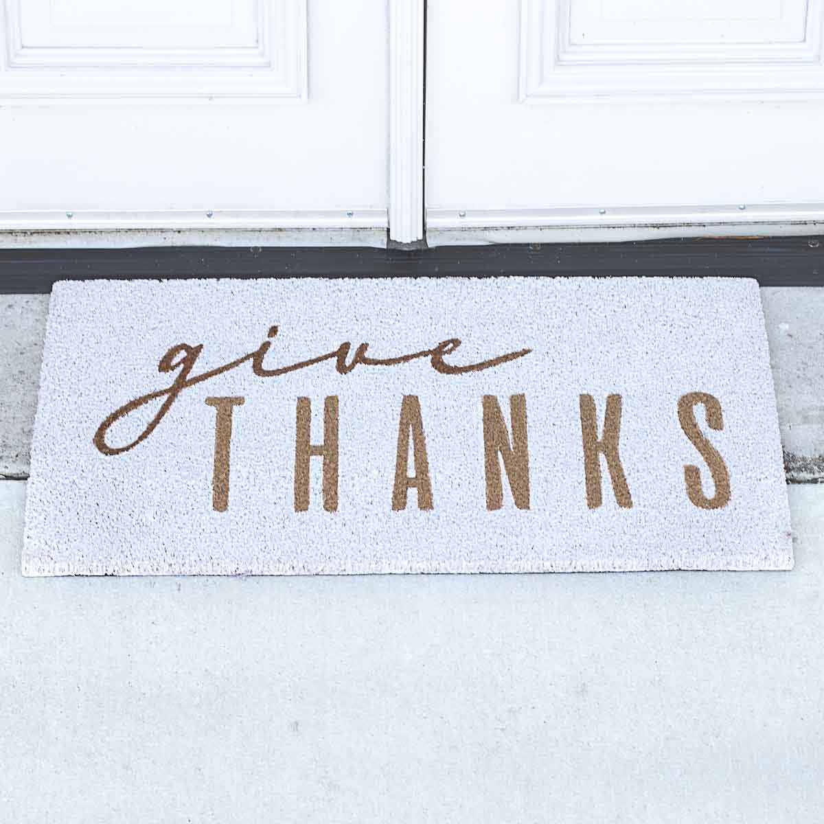Give Thanks Coir Doormat White/Coffee 30x18