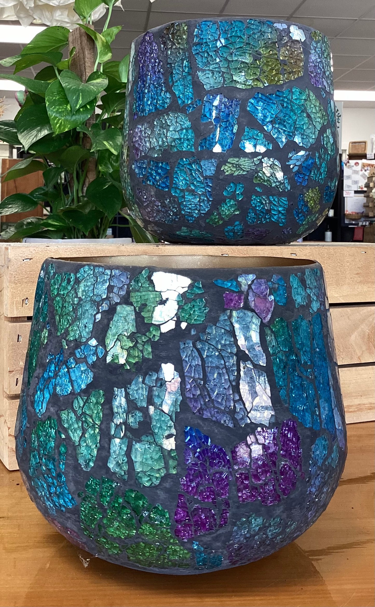 Mosaic Glass Planter - Small
