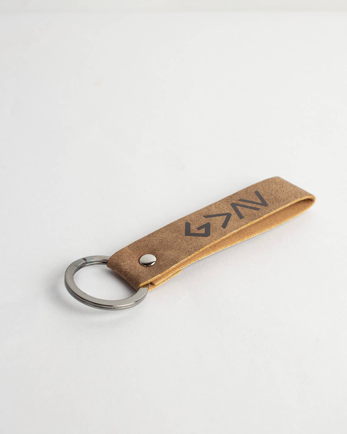 God is Greater Keychain Brown 3"