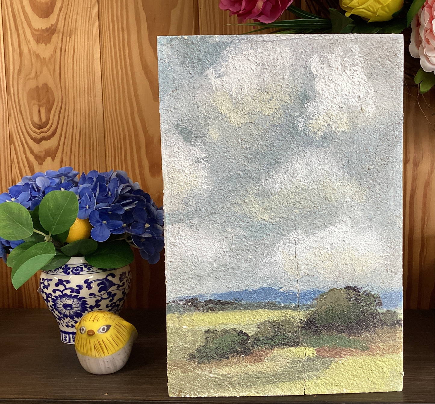 Hand painted wood block art