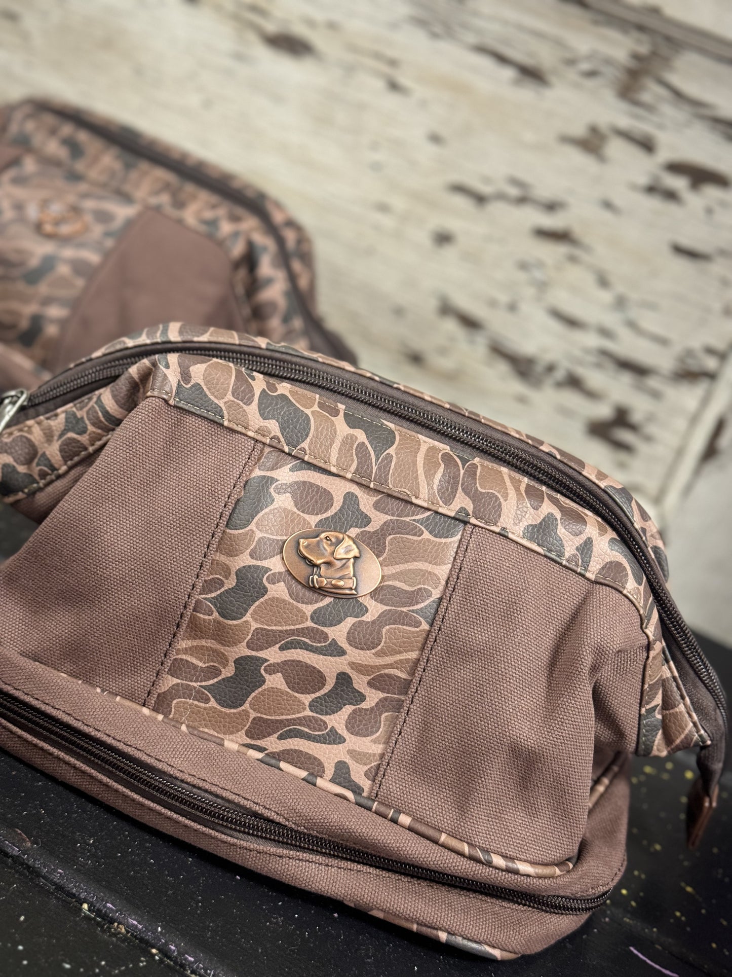 Zeppro Old School Camo Toiletry Bag Brown