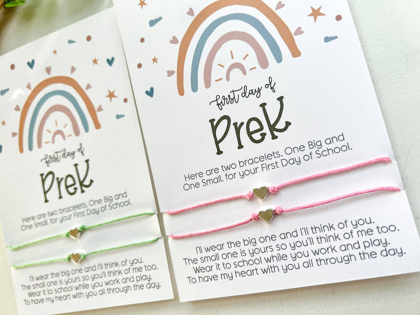 PreK Back to School Wish Bracelet Mommy & Me boho Rainbow: Aqua