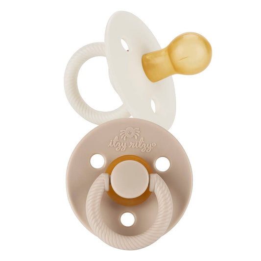 *NEW SIZE* Itzy Soother™ Natural Rubber Paci Sets: Coconut + Toast