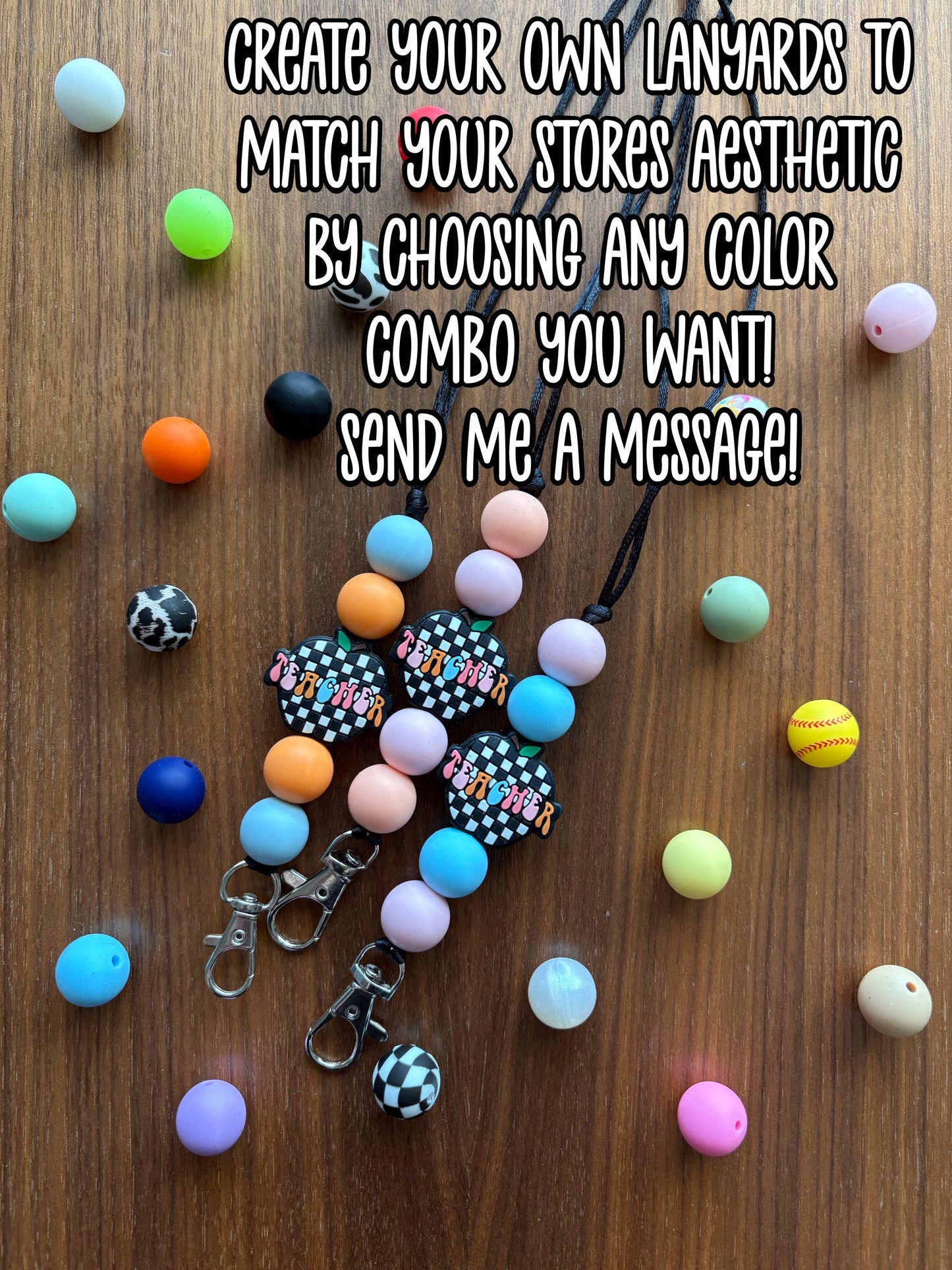 Silicone Teacher Checkered Lanyard-20” L w/Breakaway Clasp