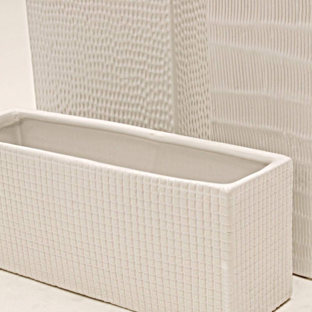 Ceramic Textured Vase, White: CBK48W (White): H-8" | 6" x 3" / Ceramic