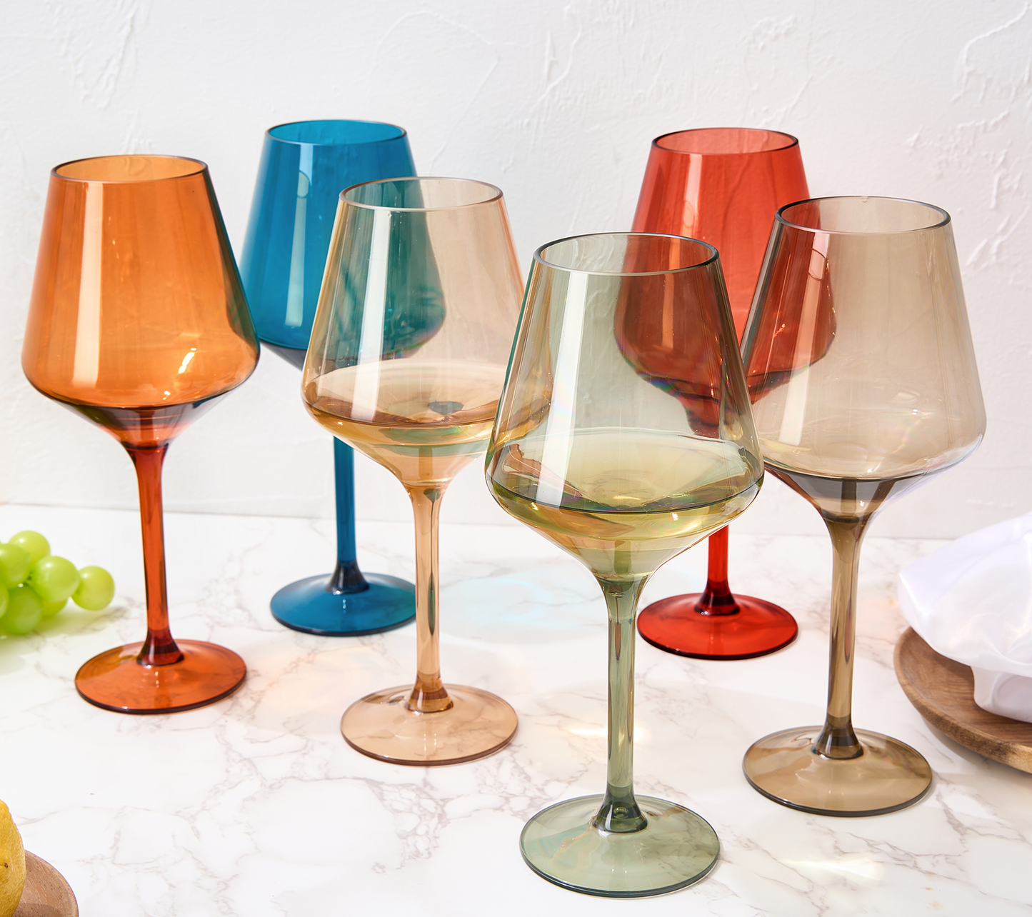 Pastel Colored Unbreakable Acrylic Wine Glasses
