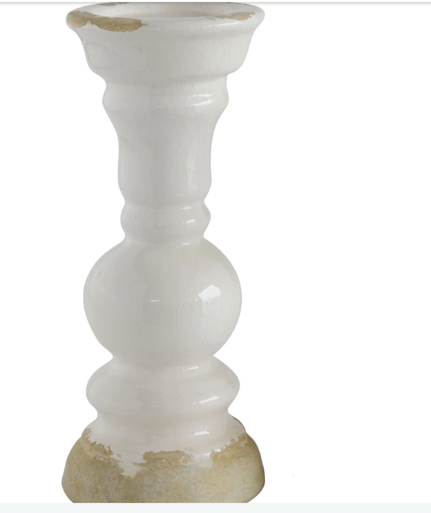 5" Round x 12-1/4"H Candle Holder - White
