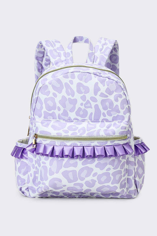 Cheetah Printed Girls Ruffle Backpack