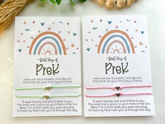 PreK Back to School Wish Bracelet Mommy & Me boho Rainbow: Aqua