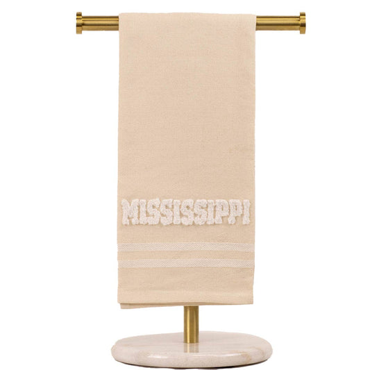Mississippi Embroidery Hand Towel   Oat/Soft White   20x28