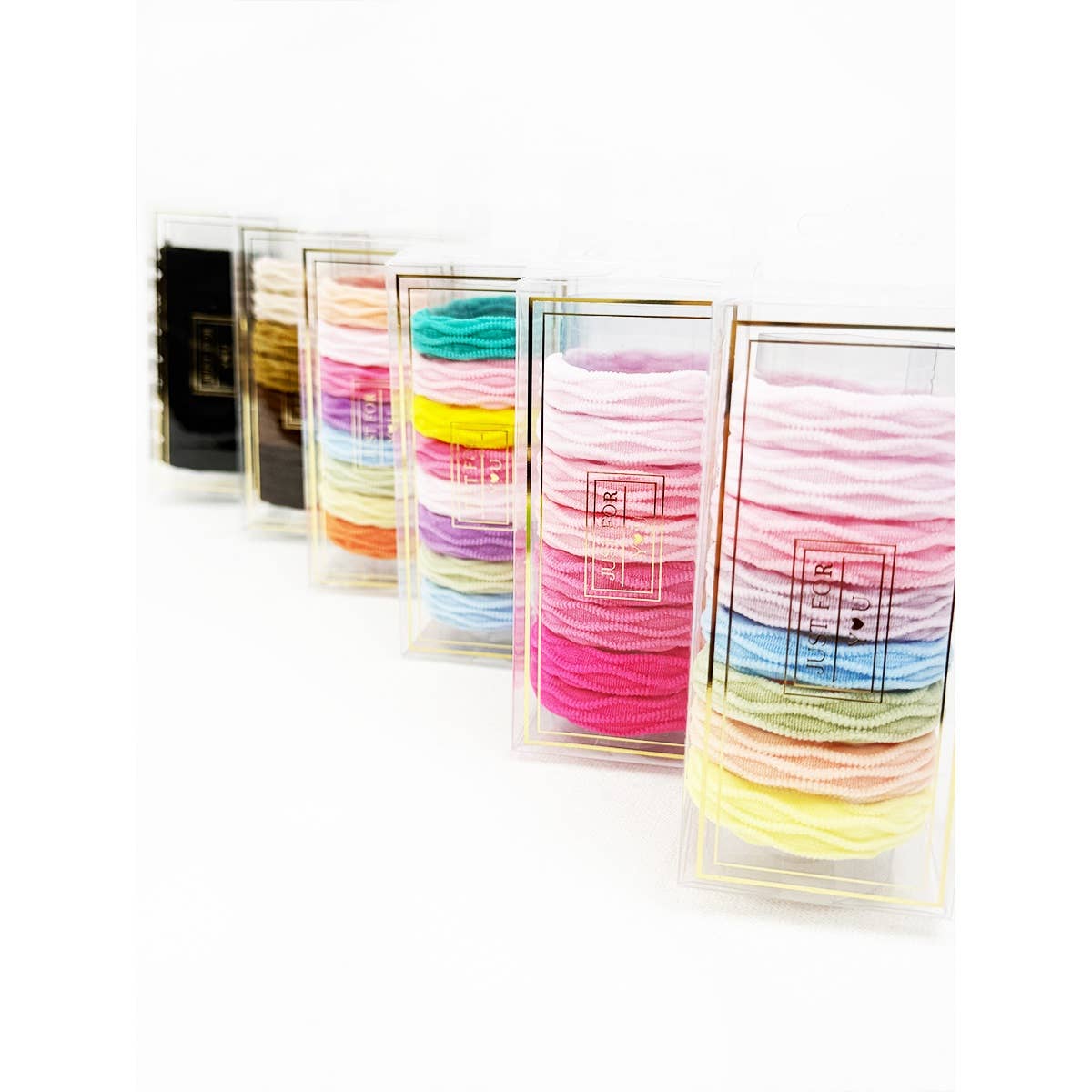 Multi Colored Textured Rolled Hair Tie Set