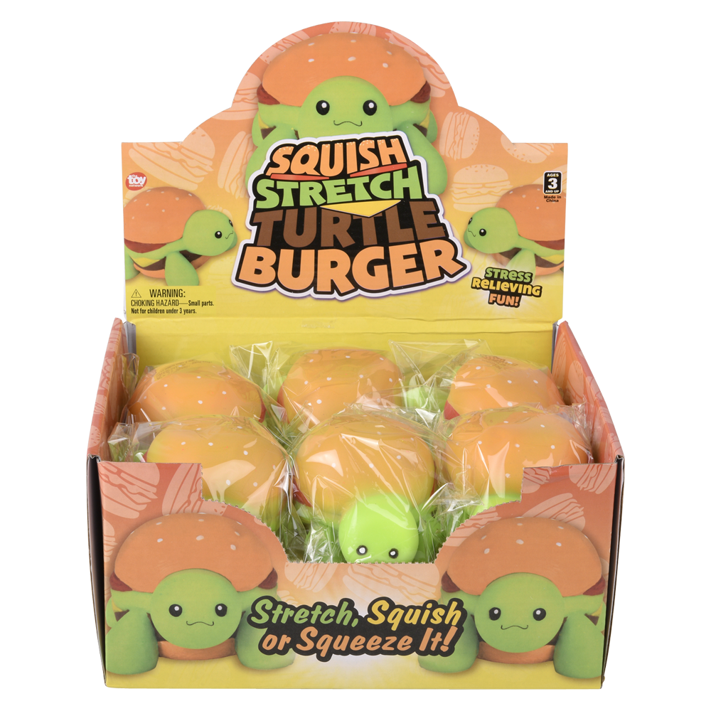 (T) 4" SQUISH AND STRETCH TURTLE BURGER 12CT