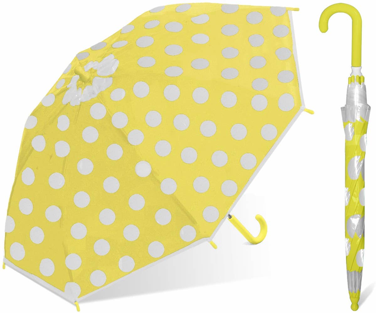 Children Clear Umbrellas w/Assorted Color Polka-Dot Prints