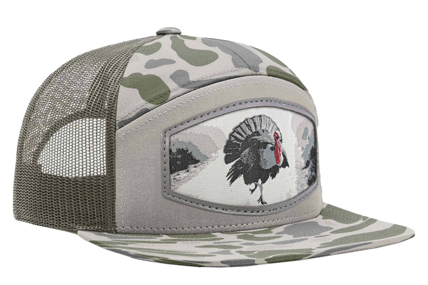 Turkey Woven Patch Old School Camo Hat.