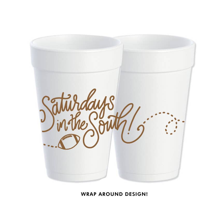 Saturdays in the South | Game Day Cups & Napkins (All): FOAM Cups: Metallic GOLD (10 cups per pack)