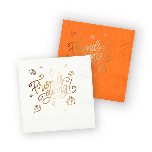 Friendsgiving | Thanksgiving Cups & Napkins (ALL): NAPKINS | WHITE w. COPPER (25 per package)