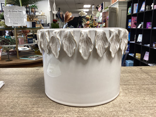 White leaf Ceramic Planter- Small