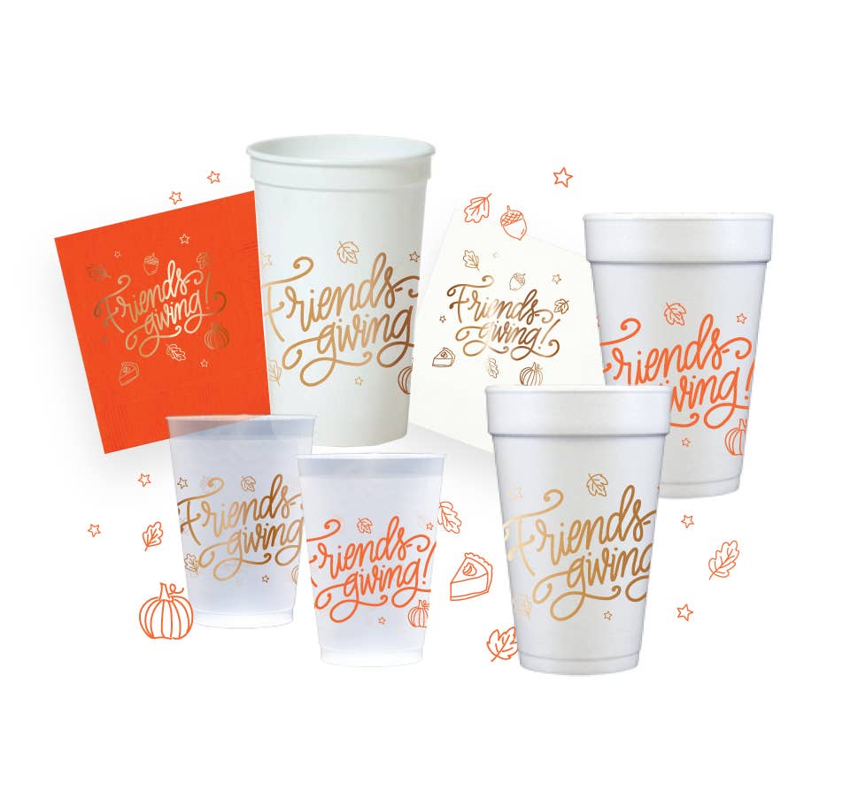 Friendsgiving | Thanksgiving Cups & Napkins (ALL): NAPKINS | WHITE w. COPPER (25 per package)