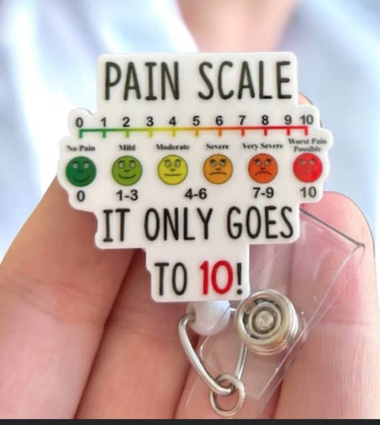 Pain Scale - It Only Goes to 10 - Badge Reel Holder : Belt clip