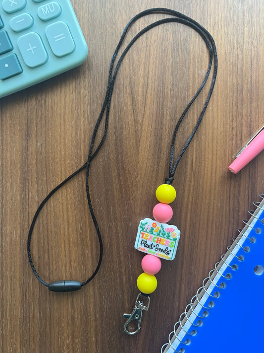 Silicone Teachers Plant Seeds Lanyard-20”L w/Breakaway Clasp