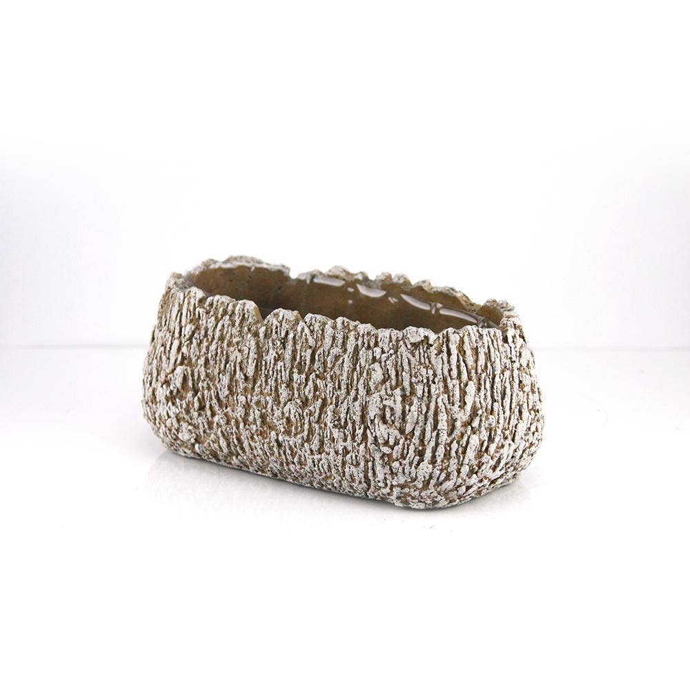 9.5" Long | Ceramic Window Garden Igneous Planter, Sand: 16-3208SD: H = 4" | D = 9.5" x 4" / Ceramic / Sand