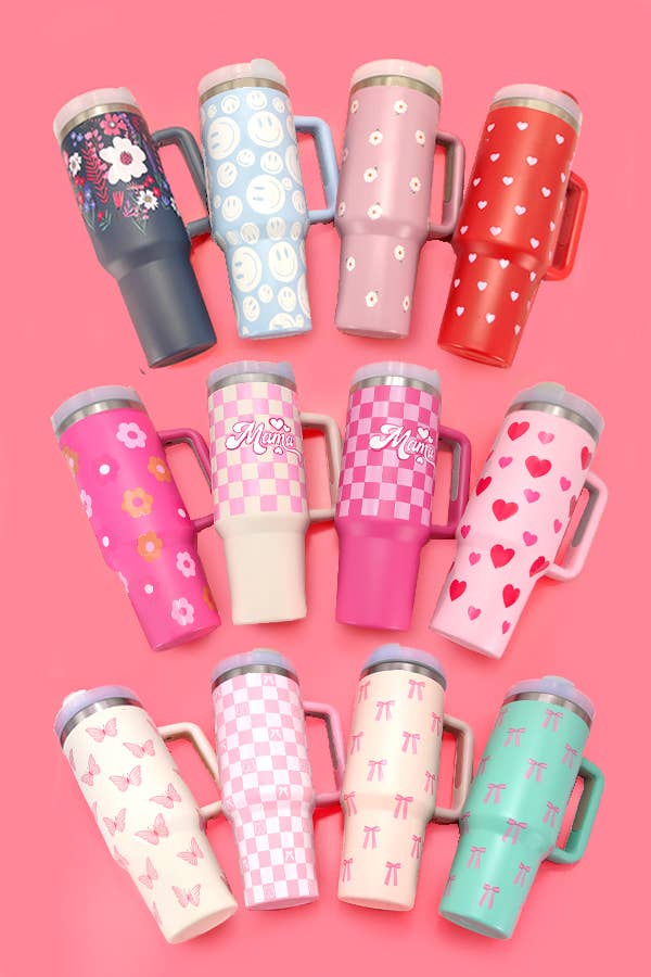 40oz STAINLESS STEEL TUMBLER ALL STYLES | TB40OZ: DAISY FUCHSIA