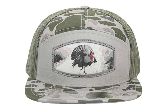 Turkey Woven Patch Old School Camo Hat.