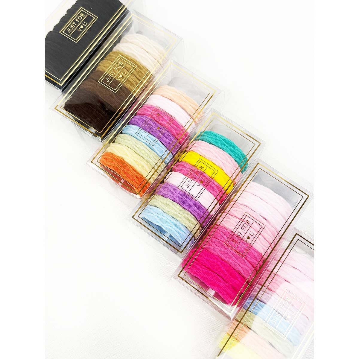 Multi Colored Textured Rolled Hair Tie Set
