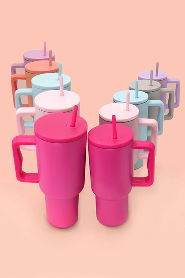 30OZ MODISH TUMBLER WITH STRAW | DT911: LT PINK