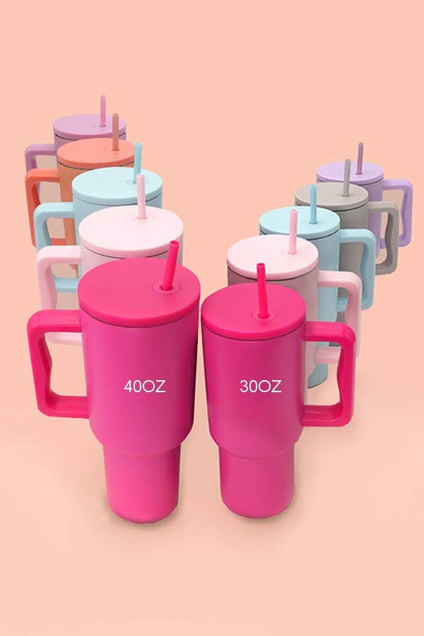 30OZ MODISH TUMBLER WITH STRAW | DT911: LT PINK