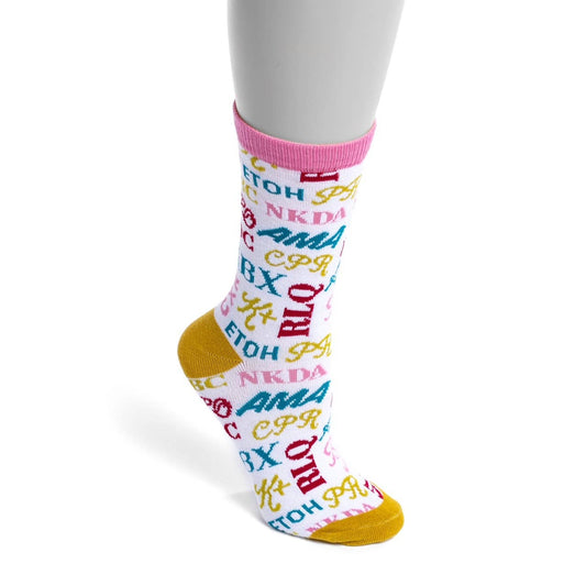 Medical Abbreviations Soft Cotton Crew Length Unisex Socks