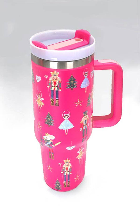 40oz STAINLESS STEEL TUMBLER CHRISTMAS | TB40OZ: XMAS NUTCRAKER FUCHSIA