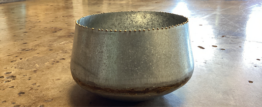 Small galvanized tin container